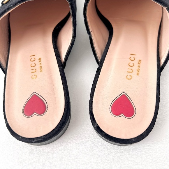 GUCCI | Princetown Black Velvet Monogram GG Logo Horsebit Loafer Slide US 7 - Picture 6 of 11
